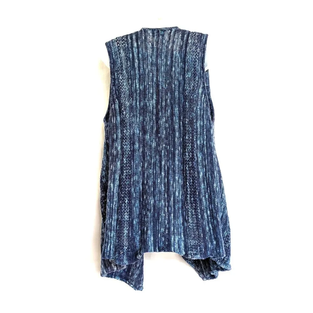 Cato C EST. 1946 Blue Marled Knit Sweater Vest Longline Open Front Cardigan L - Picture 4 of 13